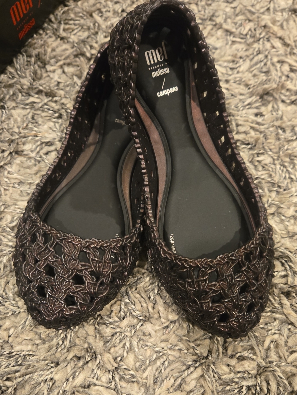 Melissa Campana Woven Pointed Ballet Flats in Black Iridescent